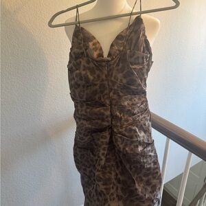 Nicole Miller Brown Ruched Bodycon Dress